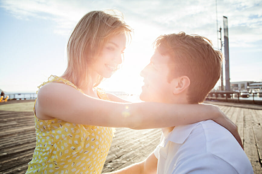 Dating young couple in love in the city