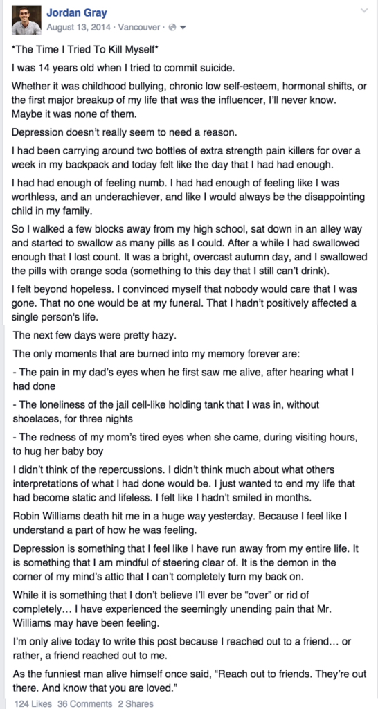 over-sharing on social media, suicide, suicide attempt, robin williams