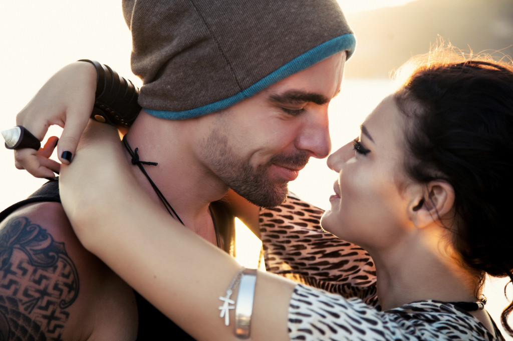young beautiful couple, being in love, clearing, clearing exercise
