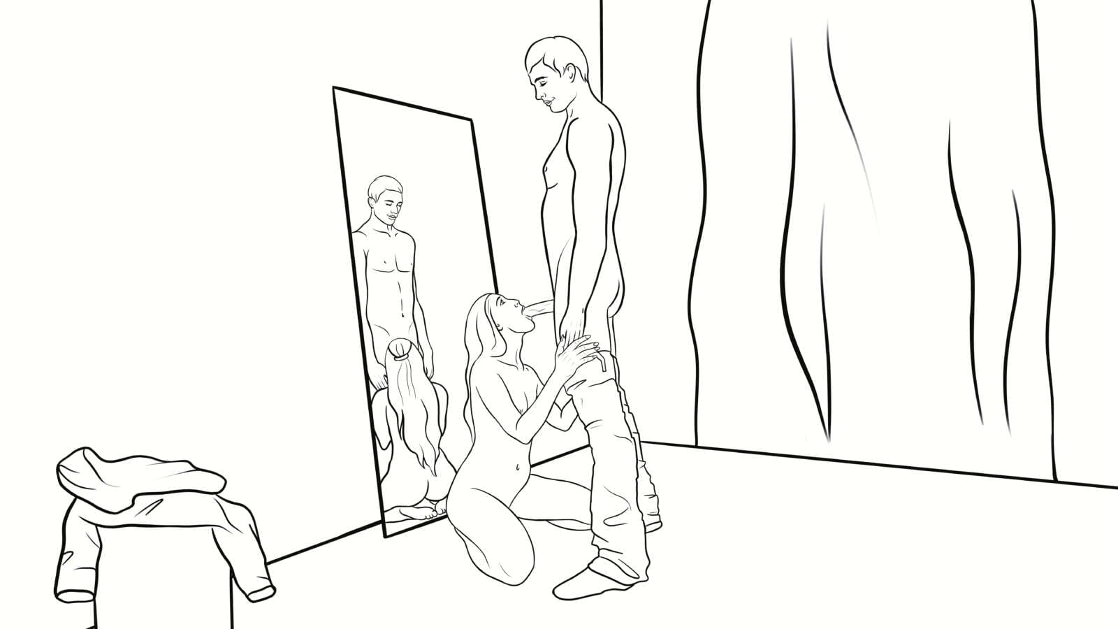changing room blowjob, blowjob in a changing room