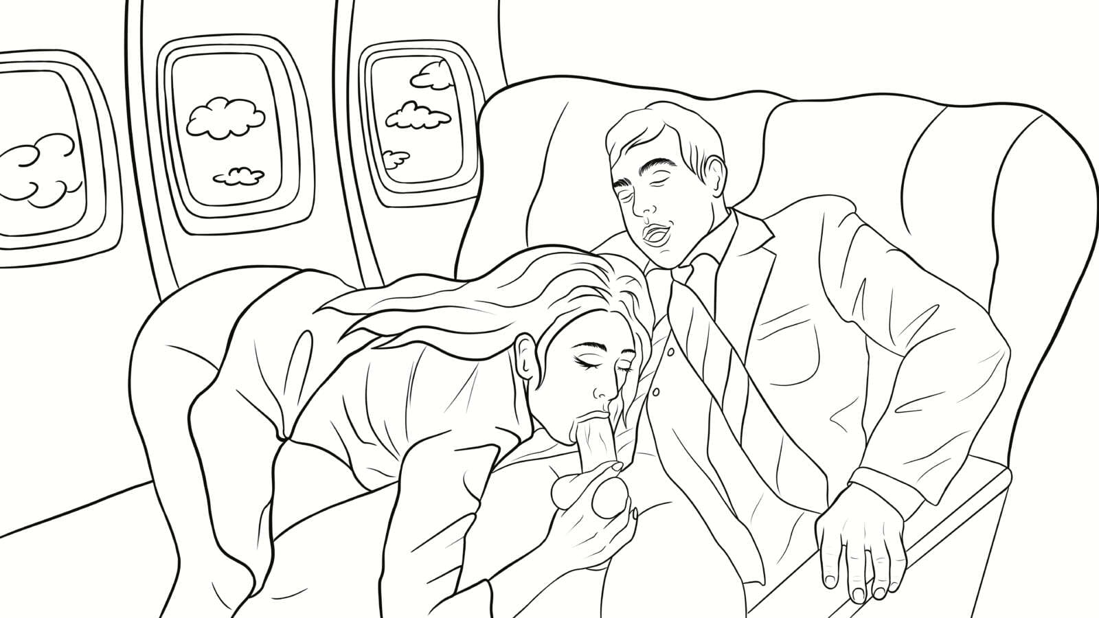 airplane blowjob, blowjob on an airplane, blowjob in first class, first class blowjob