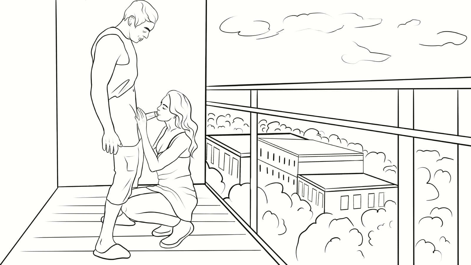 balcony blowjob, giving a blowjob on a balcony, places to give a blowjob