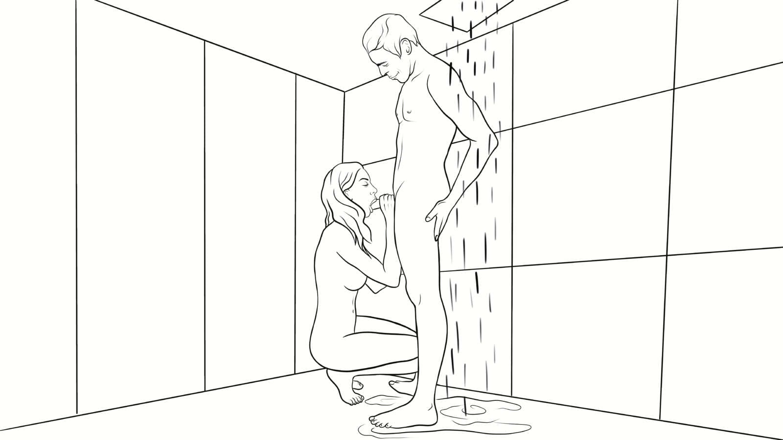 shower blowjob, blowjob in a shower