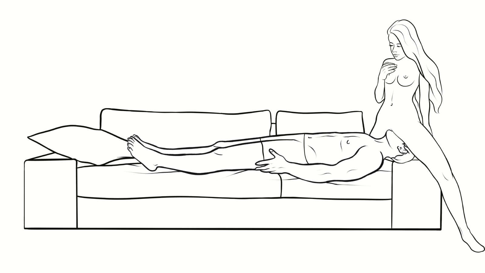 couch oral sex position, eating pussy on a couch