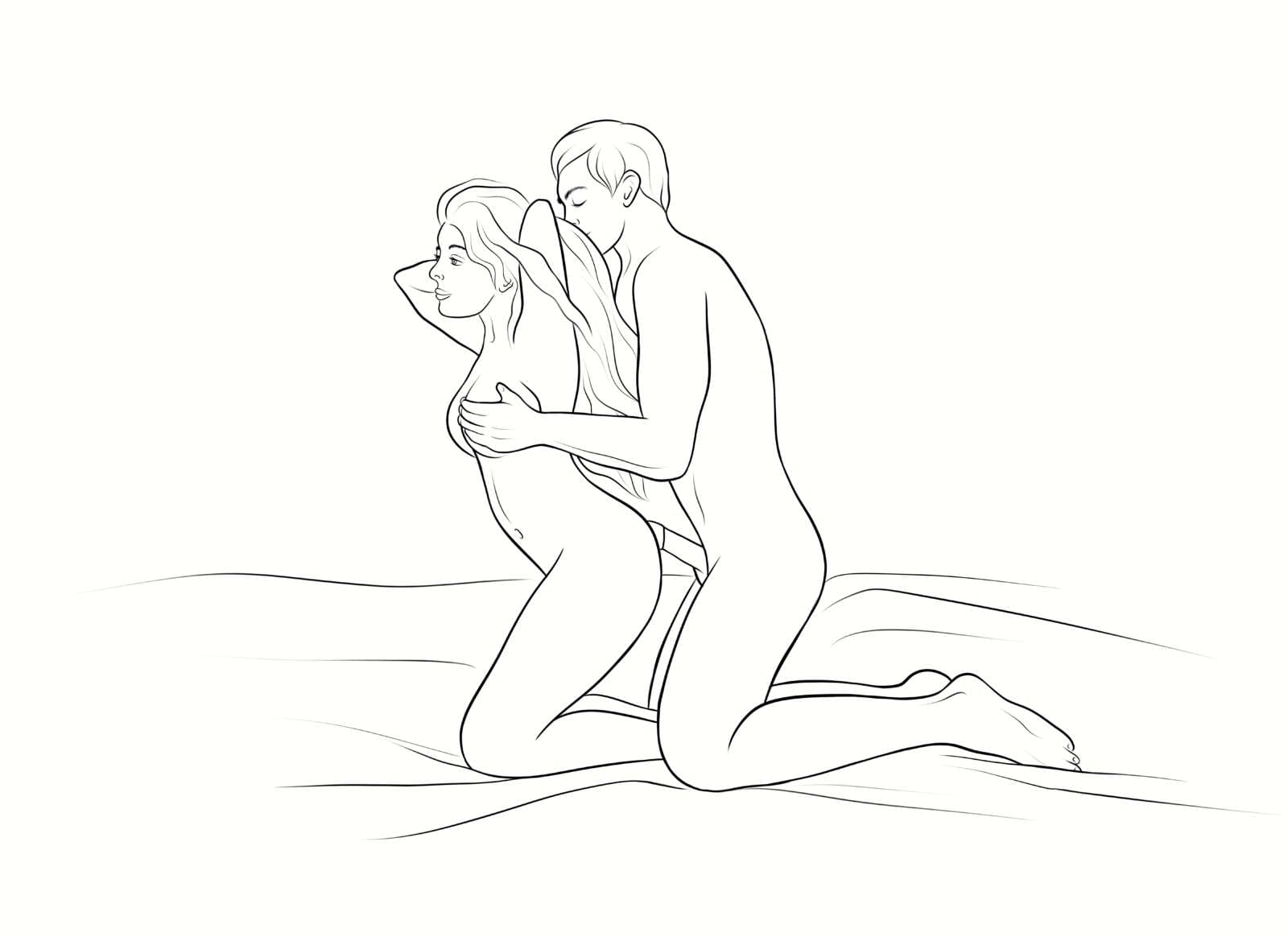 assjob positions, kneeling assjob position